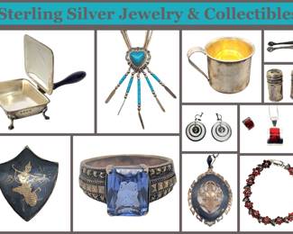 several lots sterling silver jewelry & collectibles