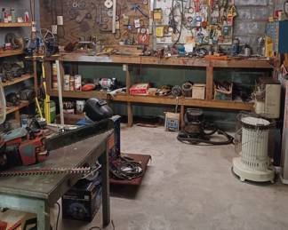 The garage is loaded with all types of items