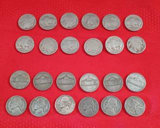 Silver war nickels and Buffalo nickels 