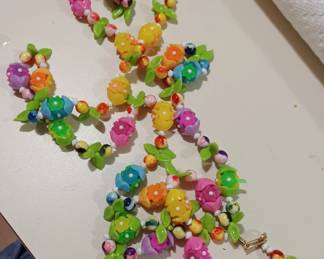 1960's floral beaded plastic necklace, just a sample of the costume jewelry we will offer in this sale!
