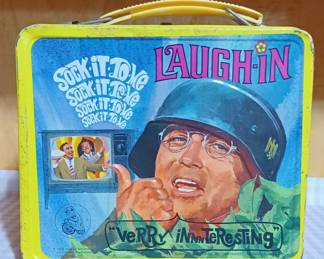 So cool, Laugh-in 1968 metal lunch box with thermos- great condition.