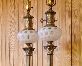 Pair of cut to clear table lamps-nice set