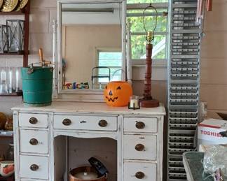 White painted 40's vanity and mirro, ramps and more