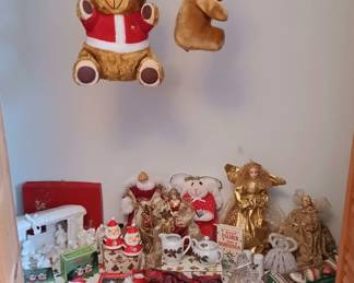 Christmas items, winky Santa salt and pepper