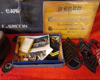 Military papers, Patches, buttons, photos and more.