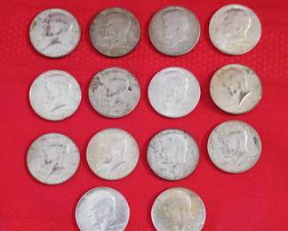 Silver clad Kennedy half dollars