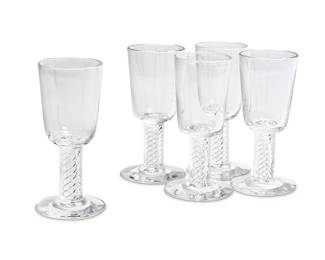 261
A set of twenty-four Steuben glass cordials
20th century
Etched: Steuben
Each featuring air twist stems
24 pieces
Each: 3.875" H
Estimate: $700 - $900