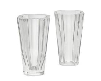 50
Two Baccarat glass 'Diane' vases
Late 20th/early 21st century
Each with Baccarat stencil mark
2 pieces
Each: 12" H x 6.5" W x 6.5" D
Estimate: $300 - $500