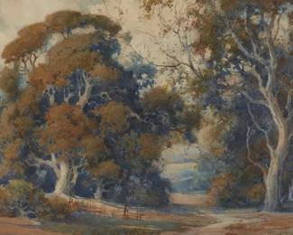 141
Percy Gray
(1869-1952)
Eucalyptus by the footpath
Watercolor on paperboard
Signed lower right: Percy Gray
20" H x 28" W
Estimate: $10,000 - $15,000