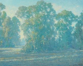 144
William Louis Otte
(1871-1957)
Eucalyptus grove in morning light
Gouache and pastel on canvas laid to board
Signed and dated lower right: William Louis Otte 1920
Sight: 21.75" H x 40" W
Estimate: $3,000 - $5,000