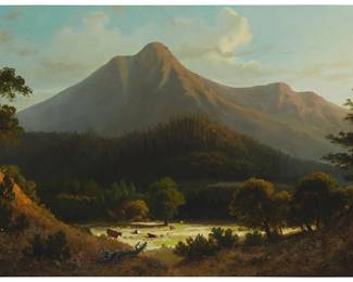 252
Frederick Schafer
(1839-1927)
"View of Mount Tamalpais," 1880
Oil on canvas laid to canvas
Signed and dated lower right: F. Schafer 1880; titled by repute
30" H x 50" W
Estimate: $3,000 - $5,000