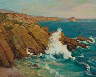 323
Anna Lee Day Stacey
(1865-1943)
"Arch Beach," 1917
Oil on canvas
Signed, titled, and dated lower left: Anna Lee Stacey 1917
24" H x 36" W
Estimate: $800 - $1,200