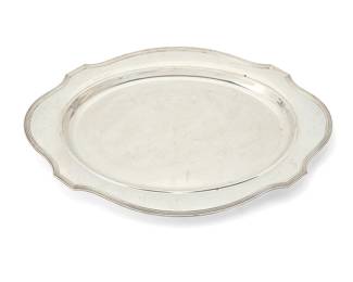 387
A Gorham sterling silver oblong tray
1873
Marked for Gorham and for sterling, with date mark; numbered: A2797
With scalloped rim and linear edging
1" H x 21" W x 15" D
59.1 oz. troy approximately
Estimate: $1,200 - $1,800