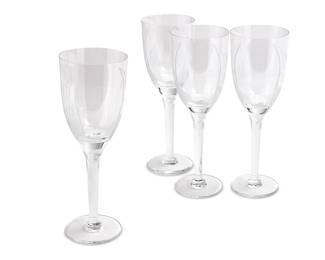 41
A set of twenty Lalique glass 'Ange' champagne flutes
Late 20th/early 21st century
Each etched: Lalique ® France
20 pieces
Each: 8.125" H
Estimate: $1,500 - $2,000