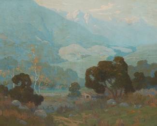 34
Elmer Wachtel
(1864-1929)
"View from the Arroyo Seco"
Oil on canvas laid to waxed canvas
Signed and with the artist's device lower left: Wachtel; titled by repute
24" H x 32" W
Estimate: $12,000 - $18,000