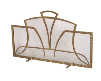 228
An Art Deco-style iron and mesh fireplace screen
Late 20th century
The gilt-iron screen set on two feet
30" H x 51.5" W x 9.5" D
Estimate: $300 - $500