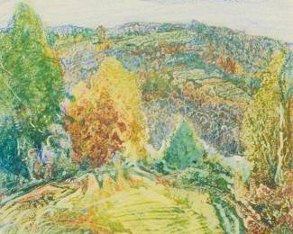 35
Charles Reiffel
(1862-1942)
Autumn landscape
Crayon on paper
Signed lower left: Charles Reiffel
Sight: 9.25" H x 9.75" W
Estimate: $800 - $1,200