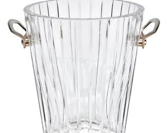 313
A Baccarat glass 'Harmonie' Champagne bucket
Late 20th/early 21st century
Etched factory mark to underside and impressed factory mark to each handle
With fluted body and flanked by gilt-metal handles
9.25" H x 10.5" Dia.
Estimate: $800 - $1,200