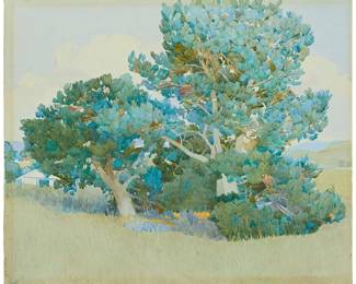 256
Lucia Kleinhans Mathews
(1870-1955)
"Monterey Pines," 1939
Watercolor on thick paper
Unsigned; titled and dated by repute
Sheet: 20" H x 24" W
Estimate: $8,000 - $12,000