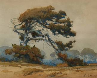 142
Percy Gray
(1869-1952)
"Lone Cypress"
Watercolor on paper
Signed lower right: Percy Gray; titled by repute
10.125" H x 14" W
Estimate: $4,000 - $6,000