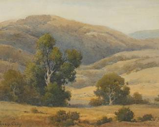 143
Percy Gray
(1869-1952)
"Folding Hills"
Watercolor on paper
Signed lower left: Percy Gray; titled in blue pencil, verso
Sheet: 12.125" H x 16.25" W
Estimate: $4,000 - $6,000