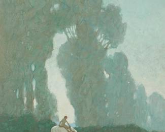 195
John Jay Baumgartner
(1865-1946)
"Silver and Green," 1924
Gouache on paper
Signed and dated lower left: John Jay Baumgartner '24; titled on the verso according to previous sale information
Sight: 13.5" H x 9.5" W
Estimate: $1,500 - $2,500