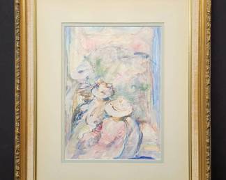 Captivating Original Painting by John Robert Willer Ladies with Hats