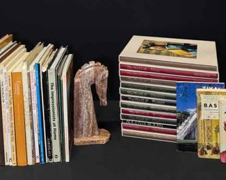 Stunning Italian Red Travertine Bookends Collectible