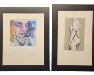 Two Original Watercolors by Carol Saari 2009  Framed  Matted