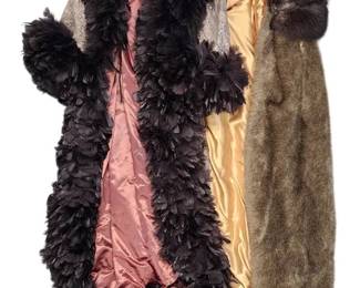 Luxurious Faux Fur Vest Feather Boa Sequin Jacket Ensemble