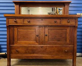 Antique Solid Oak Buffet.. Good Shape