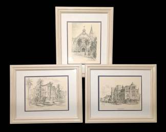 Trio of Historic Galveston Ursuline Academy Architectural Drawings by Emil Bunjes