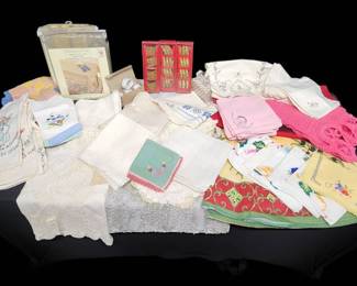 Ultimate Vintage Linen Treasure Box Tablecloths, Napkins, Lace Runners  More