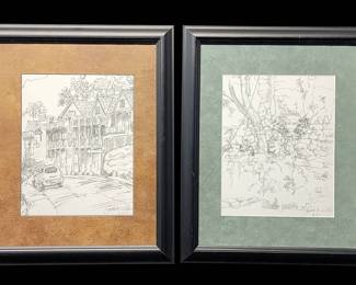 Pair of Original Sketches by John R. Willer 2011  Early Works by a Renowned Impressionist
