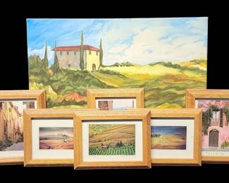 Lot of Tuscan Art Original Oil Painting Framed Prints