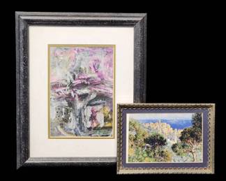 Original Impressionist Painting by John Robert Willer Framed Monet Bordighera Photograph