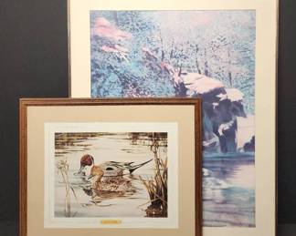 Two Framed Artistic Prints Featuring Lansdscapes including Browse Northern Pintails by William S