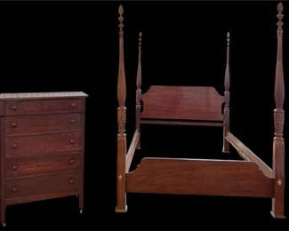 Bed Set W Antique Dresser