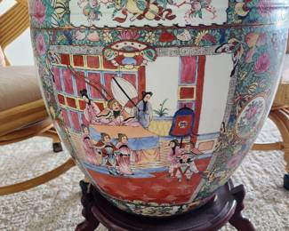 Asian fish bowl glass top table