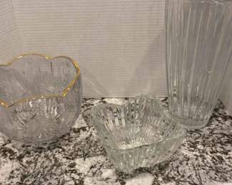 Crystal Bowls, and Vase