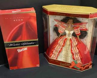 1997 Happy Holidays Barbie Doll 1998 Special Edition Avon Exclusive Winter Splendor Barbie Doll