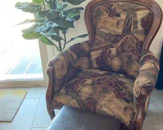 Tall Back Chair And Ottoman 