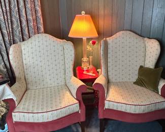 Pair of wingback chairs - nice upholster