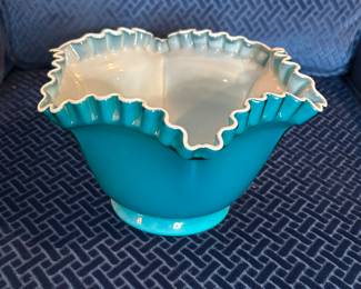 Ruffle Blue Glass Bowl
