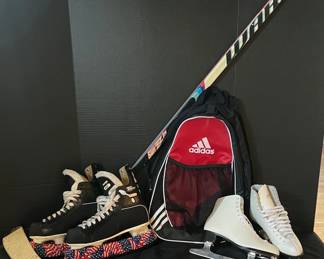 Tacks Hockey Skates, Ice Skates, RightHanded And LeftHanded Hockey Sticks, Adidas Sports Bagc