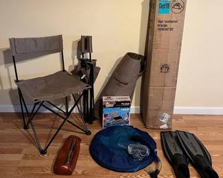 Adventure Camping Set W 2 Chairs, Tent, Snorkeling Gear And More