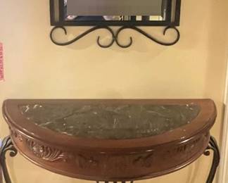 Entryway Table With Faux Marble Matching Mirror