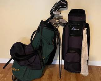 Golf Clubs, Datrek And Panthersthemed Golf Bags
