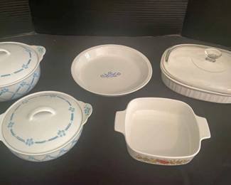 Three Corning Ware Dishes 2 Ceramic Floral Decortive Bowls With Lids