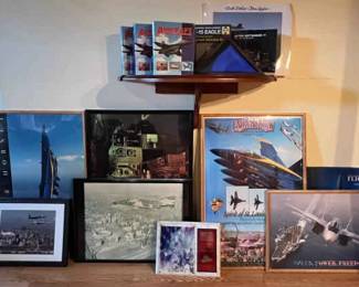 Blue Angels USAF Collectibles Memoribilia, Aircraft Guides Book, Flag Box And Military Patch